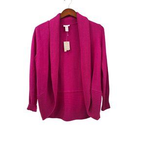 Chicos Roxanne Rib Cocoon Sweater Pink  Womens Size 0 SMALL Open Front Cardigan